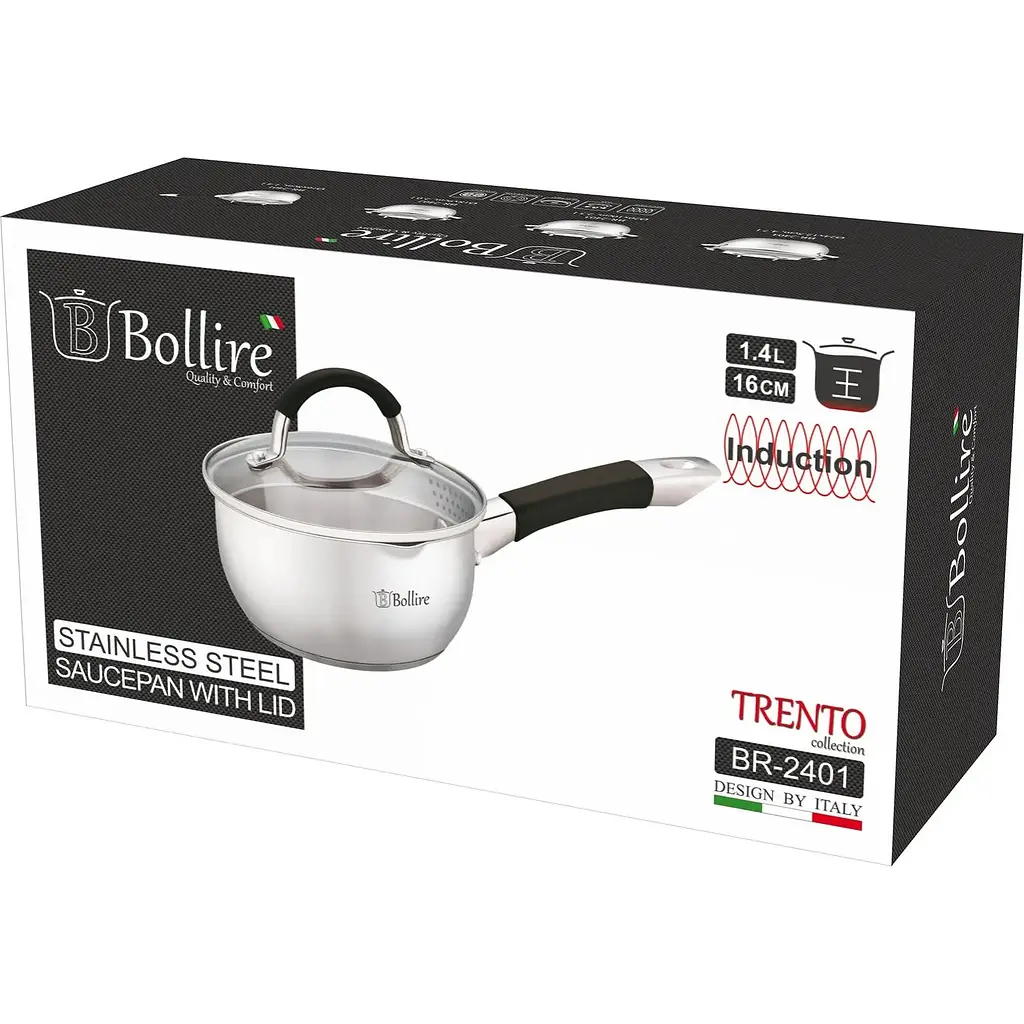Ківш з кришкою Bollire Trento, 16 см, 1,4 л (BR-2401) - фото 3