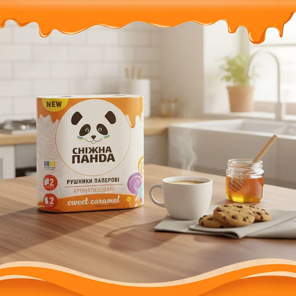 Паперові рушники 2 шари Сніжна панда ароматизовані Світ Карамель 2 шт.  - фото 4