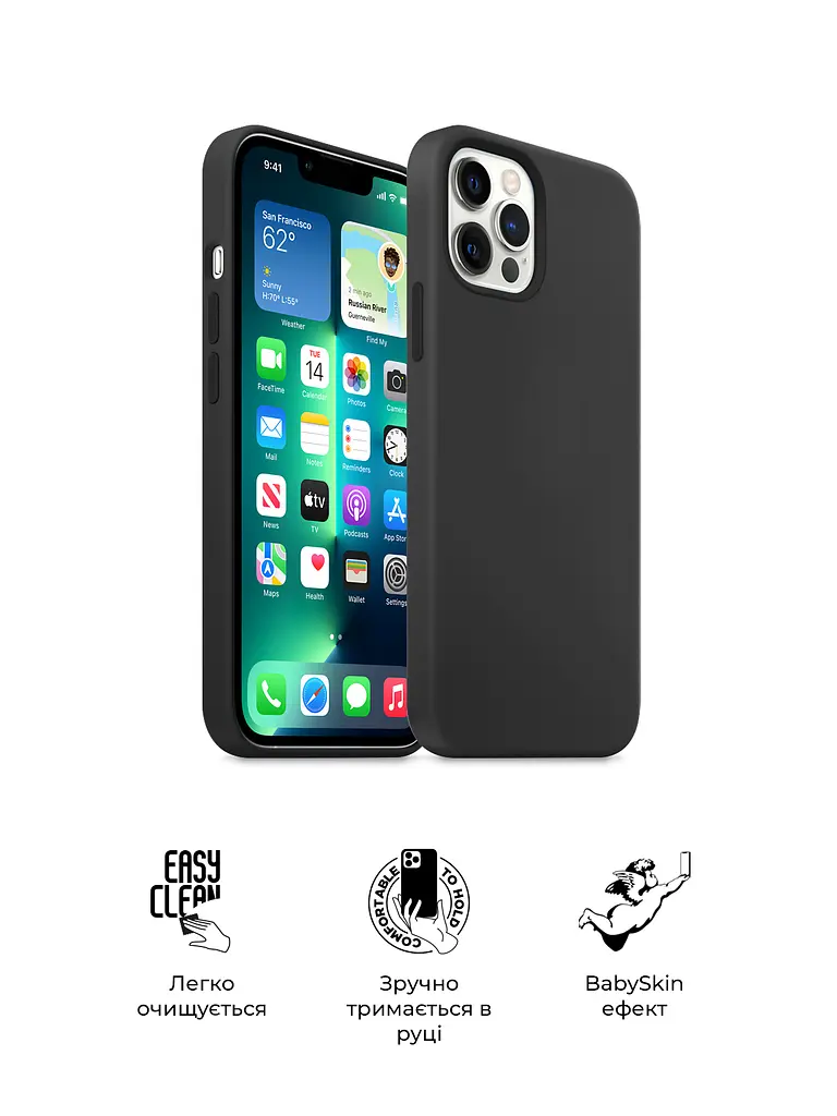Силиконовый чехол для Apple iPhone 13 Pro Max, ICON2 Case, черный, противоударный, панель, защита всего корпуса, матовая поверхность Soft Touch, выступает над дисплеем, совместим с защитными стеклами и пленками, с микрофиброй - фото 3