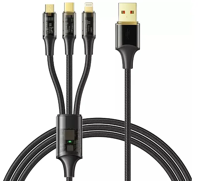 Кабель McDodo Amber Series 3 in 1 6A Super Fast Charging Cable 1.2m CA-3330 Black