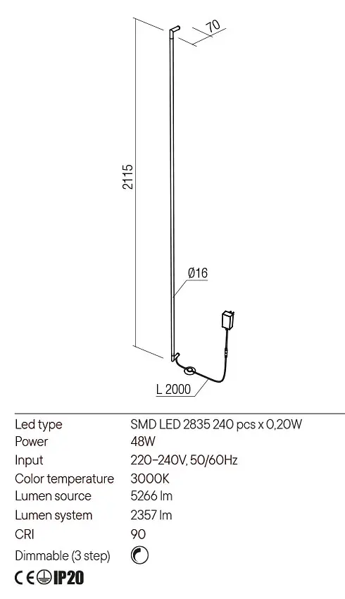 Бра Redo STICK AP LED 38W 3000K SAND BLACK (5.1.2) 01-2795 - фото 3