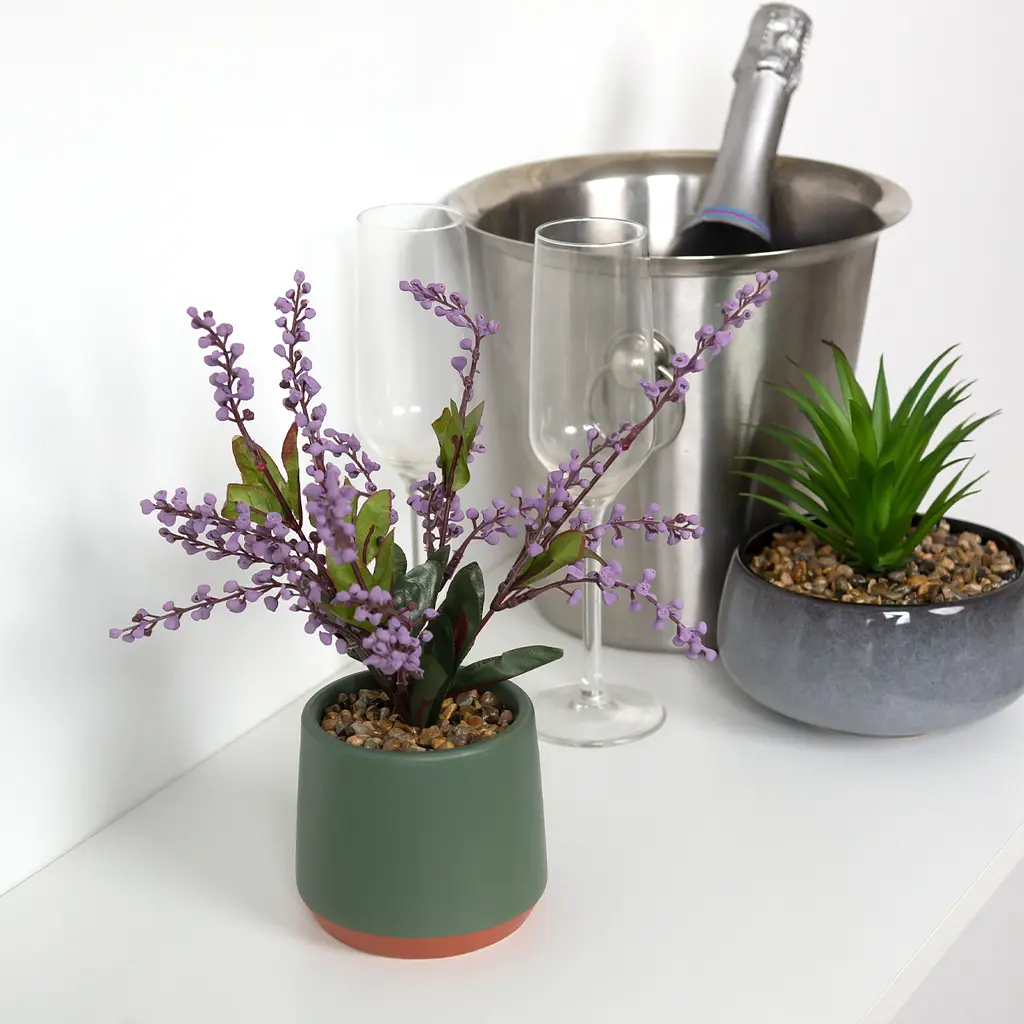 Горщик зі штучною рослиною МВМ My Home, 23 см, зелений (DH-FLOWERS-21 PURPLE/GREEN) - фото 6