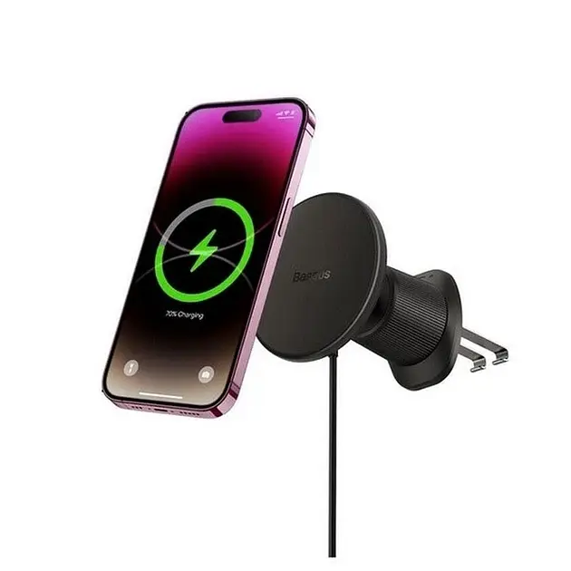 Бездротовий автомобільний зарядний пристрій Baseus CW01 MagSafe Wireless Charging Car Mount Air Vent 15W C40141001111-00 - фото 4