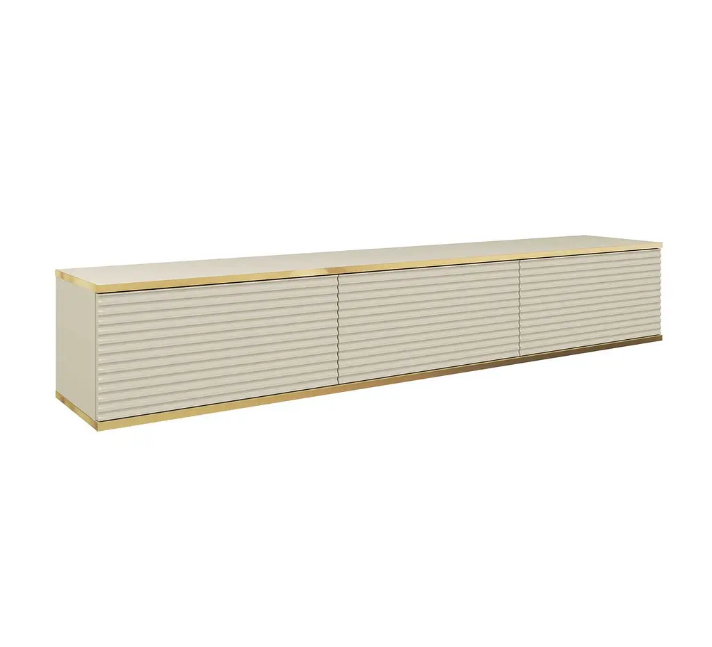 Тумба под телевизор навесная Perfect Home Оро/Oro 3-дверная RTV175 MDF Бежевый (PFH-091366) - фото 3