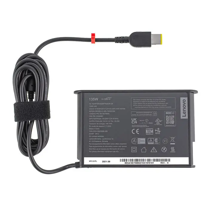 Блок живлення для ноутбука Lenovo 20V 6.75A 135W USB+pin (Square 5 Pin DC Plug) 3 pin чорний SLIM OVALE - фото 2