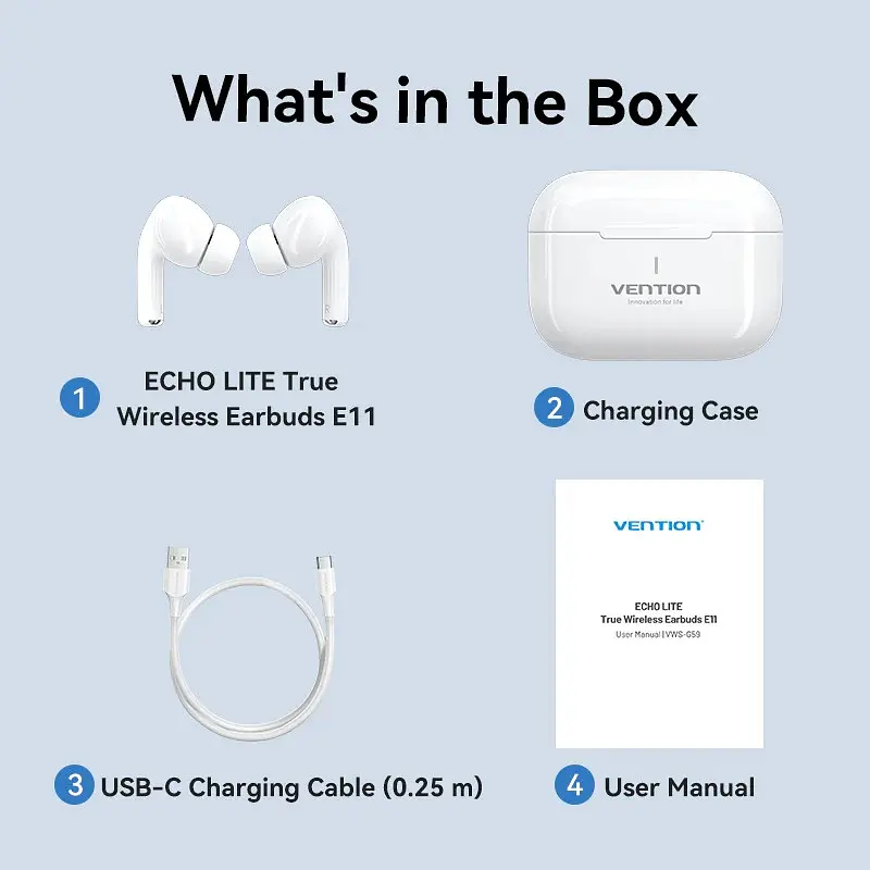 Навушники TWS Vention Elf Earbuds ECHO LITE E11 Білий - фото 5