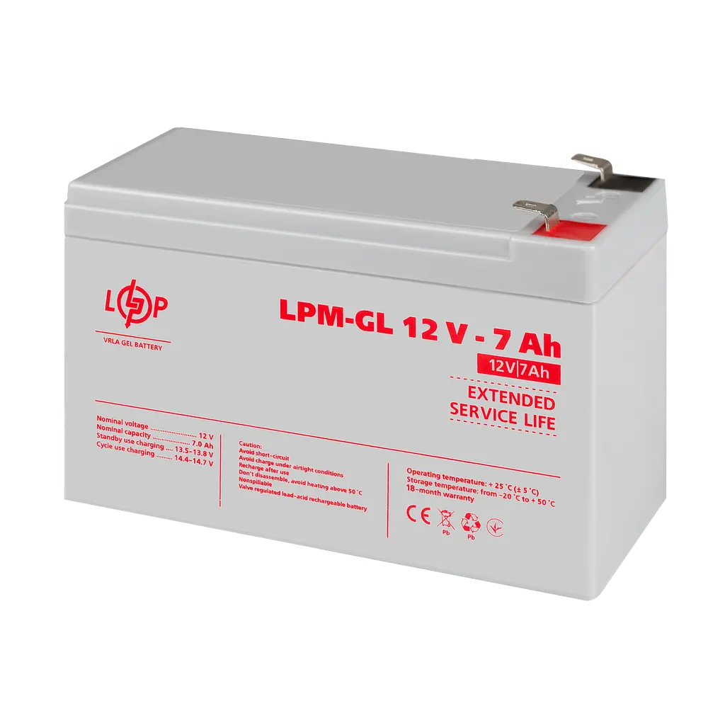 Аккумулятор гелевой LPM-GL 12V - 7 Ah - фото 3