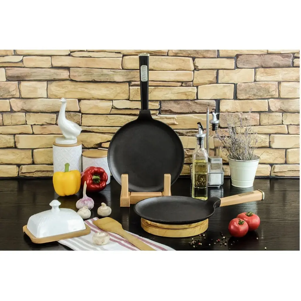 Млинниця Brizoll Optima-Black чавунна з ручкою 24х1.5 см (O2415-P1) - фото 2