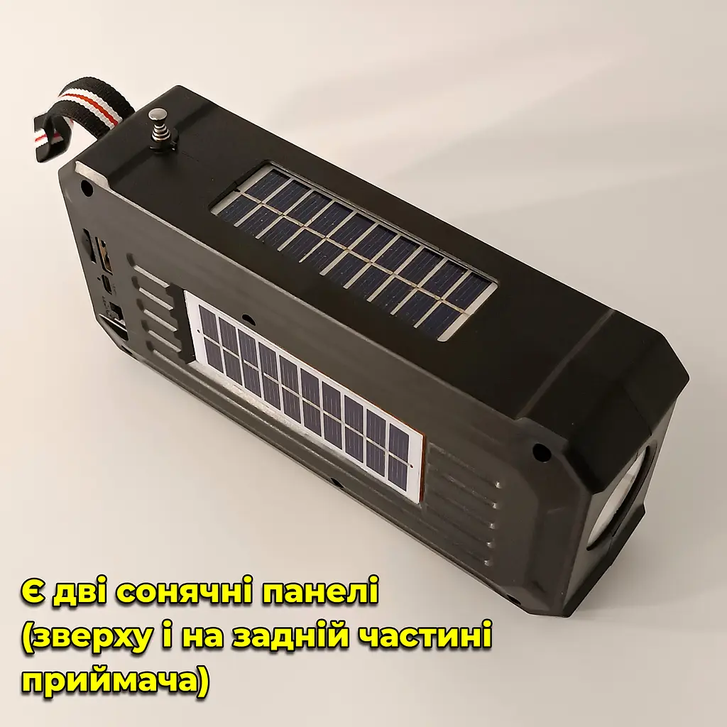 Многофункциональный портативный FM радиоприемник / Bluetooth-колонка с аккумулятором, солнечнеая панель - фото 4
