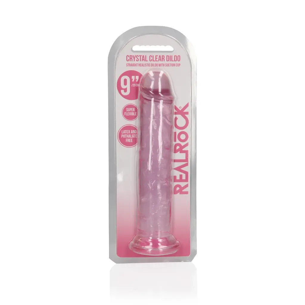 Фалоімітатор RealRock Crystal Clear 9'' 25 см (рожевий) - фото 11