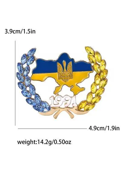 Брошь пшеница Желто-Голубая колоски колосок символ Украины - фото 2