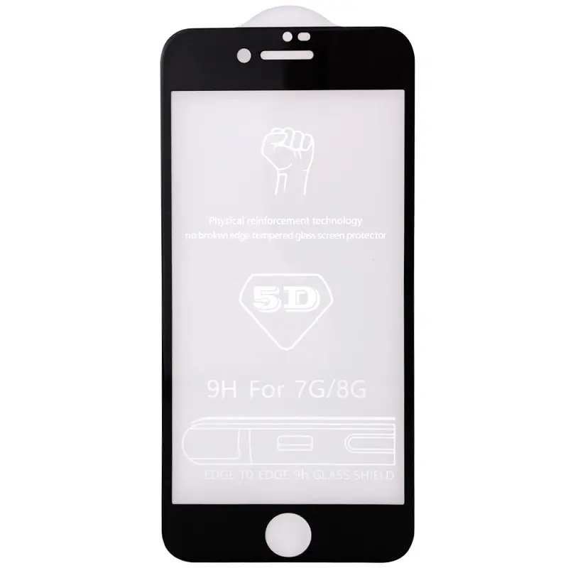 Захисне скло 5D Hard (full glue) (тех.пак) для Apple iPhone 7 / 8 / SE (2020) (4.7) Чорний - фото 2