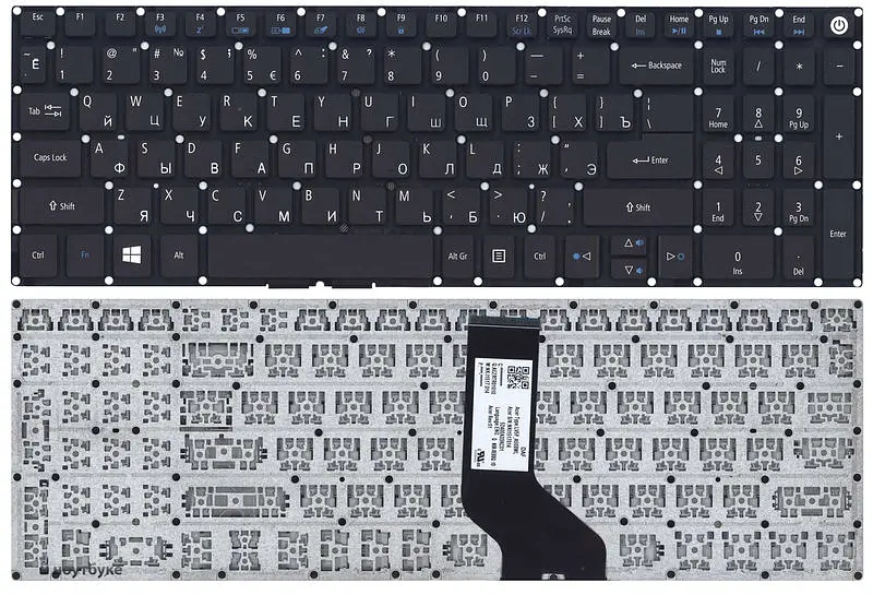 Клавіатура для ноутбука Acer Aspire E5-522, E5-522G, V3-574G, E5-573, E5-573G, E5-573T, E5-573T, E5-532G, E5-722, F5-571 -571G, F5-572, F5-572G, VN7-792G, V17 Nitro, Packard Bell EasyNote TE69BH Black, (No Frame) - фото 3
