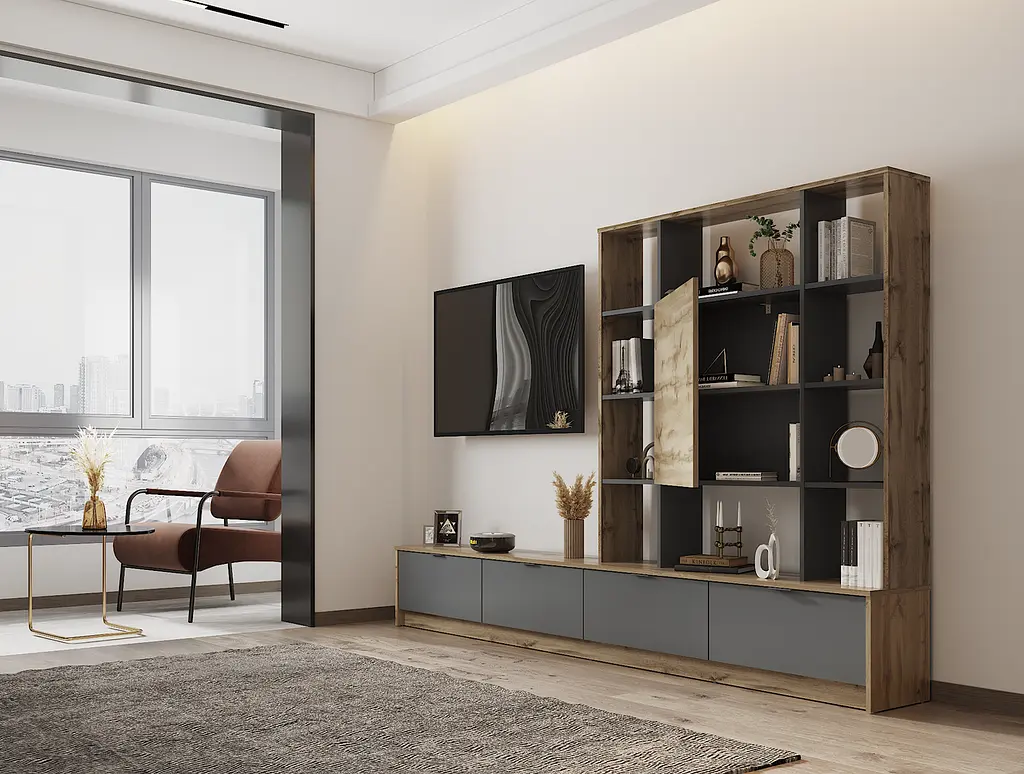 Стінка в вітальню Doros Капрі Тахо/Графіт 240х33х153 см (80388682) - фото 5