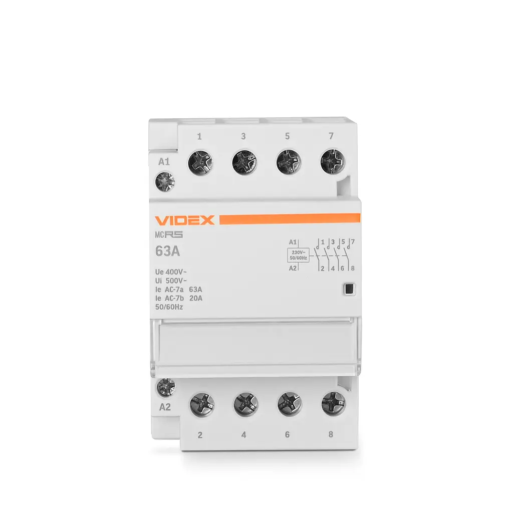 Модульний контактор 4п 63А 4НВ VF-RS-MC4O-63 VIDEX RESIST VIDEX (27915-000) - фото 2
