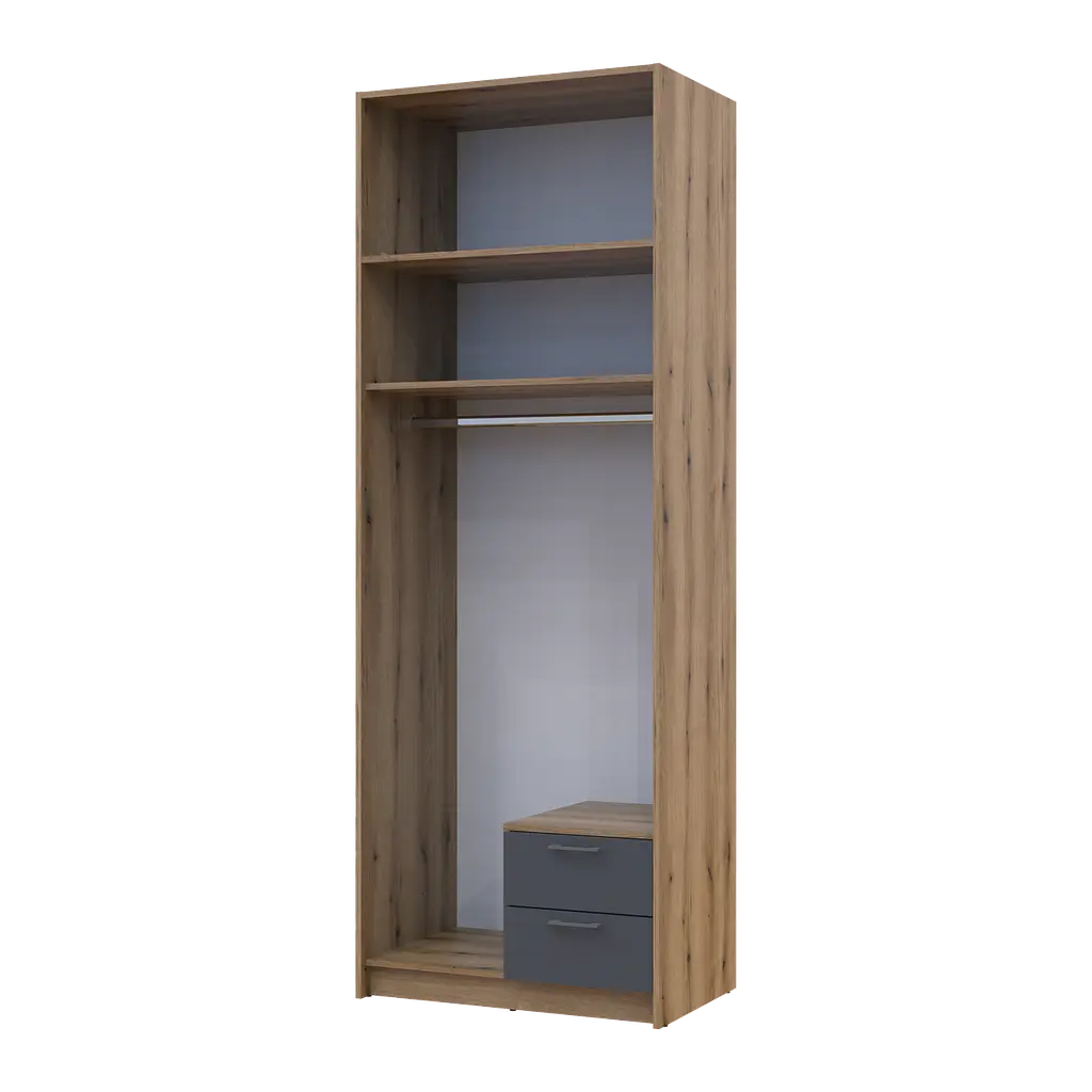 Шафа для одягу Doros Ронді з антресолей і дзеркалом Дуб Артизан/Графіт 2ДСП 82х52х236 (80737810) - фото 3