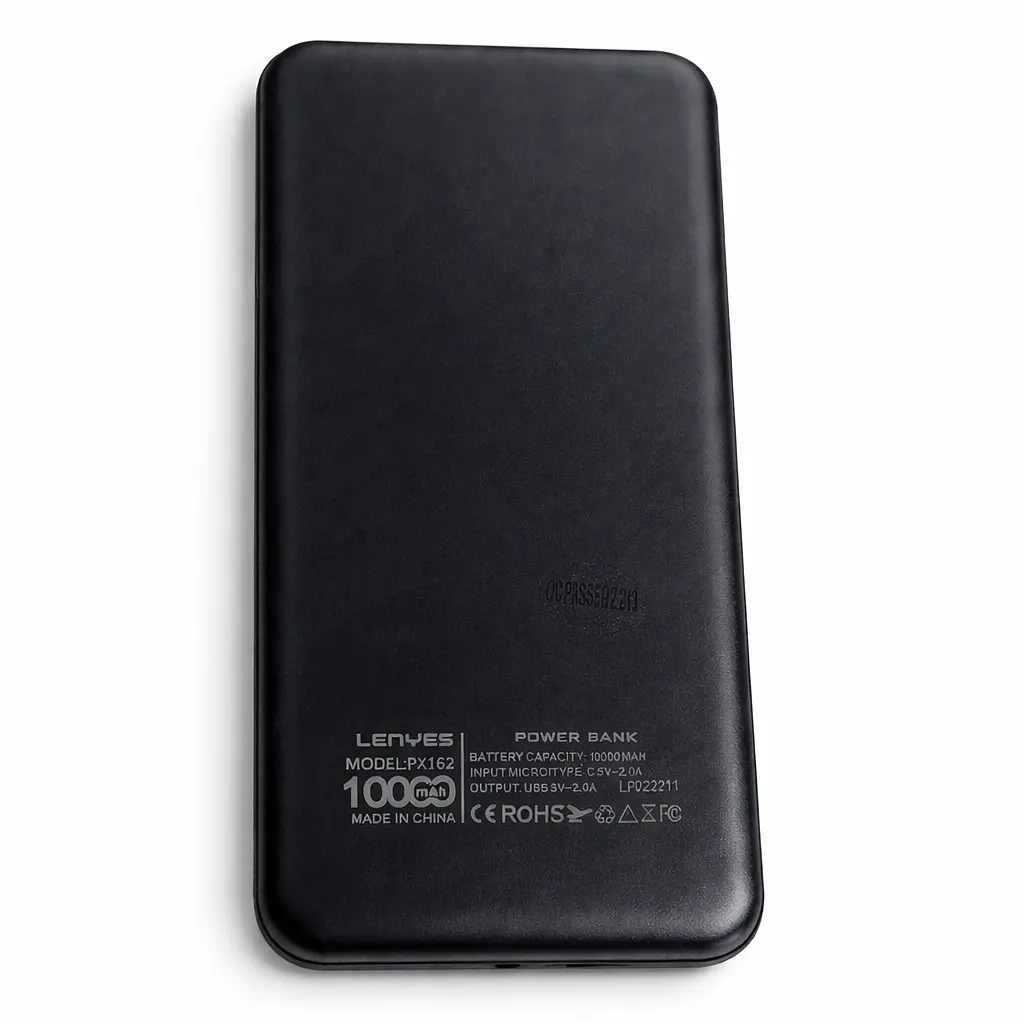 Зовнішній акумулятор PowerBank 10000 мА·год Lenyes PX162 компактний універсальний на 2 входи Чорний