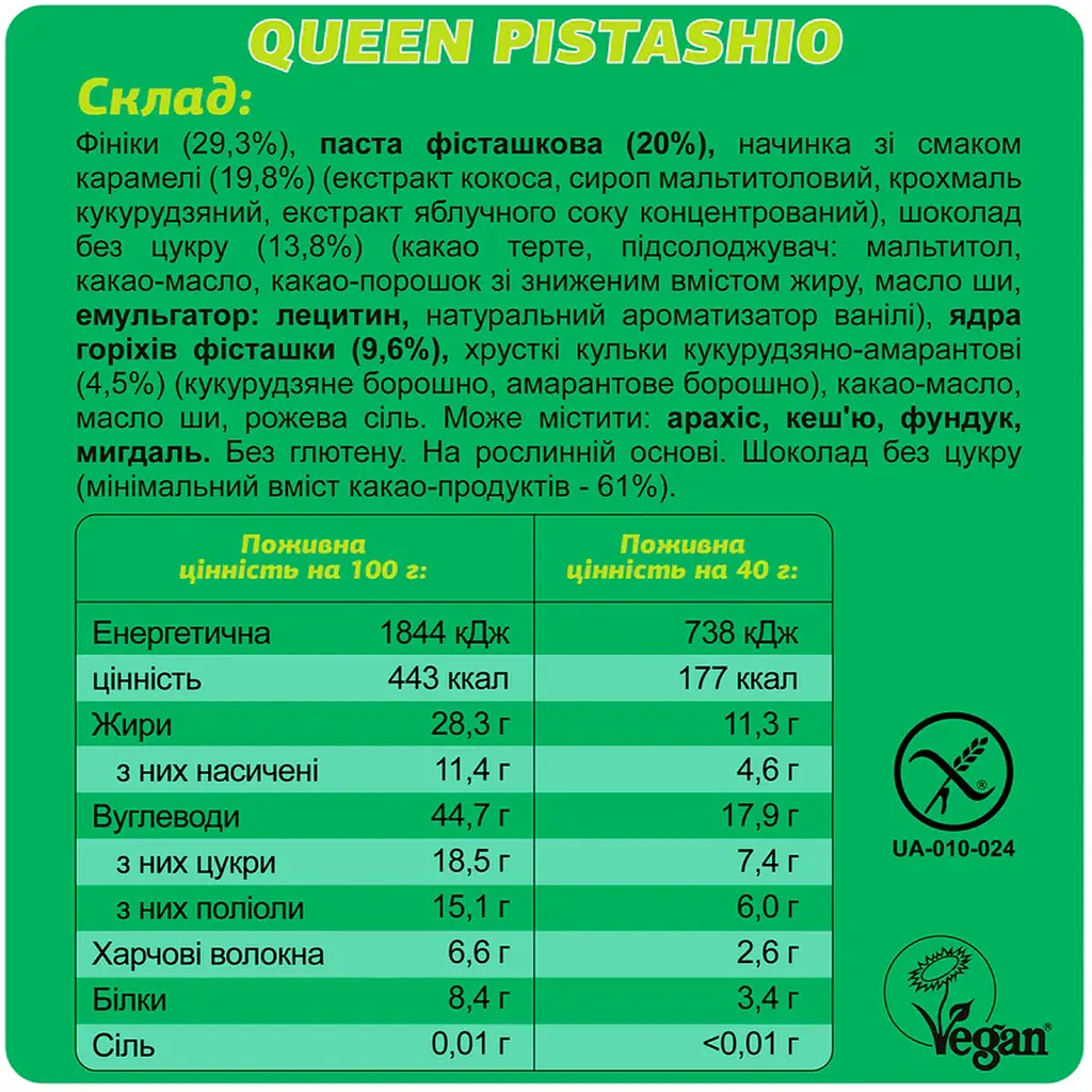 Протеїновий батончик Fizi Special Королівська фісташка 450 г (10 шт. х 45 г) - фото 3