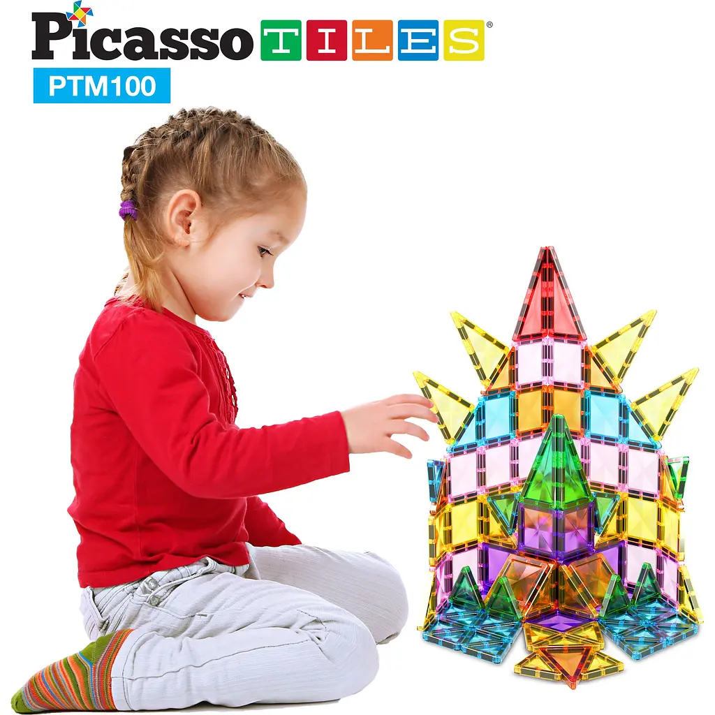 Конструктор магнитный Picasso Tiles Mini Diamond Series Set 100 деталей (PTM100) - фото 7