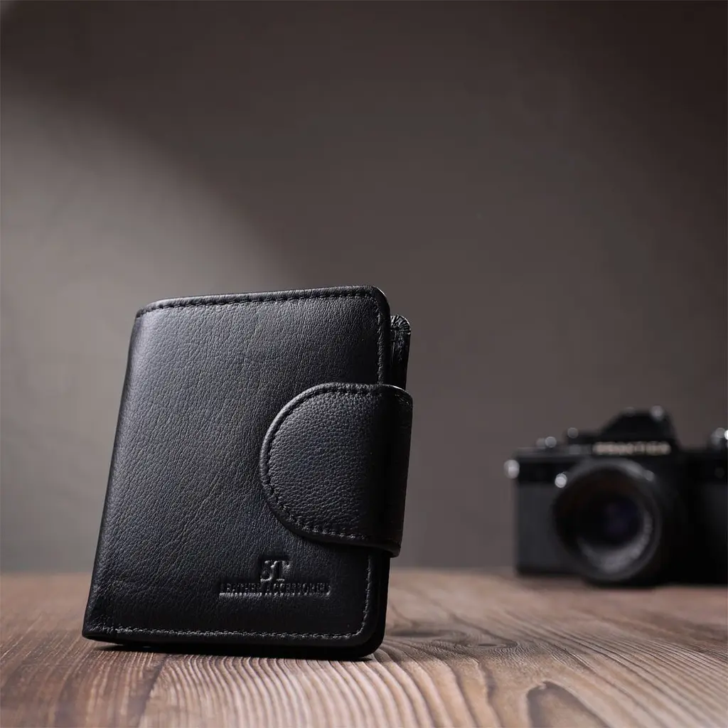 Вертикальний гаманець для жінок із натуральної шкіри ST Leather 22701 чорний - фото 9