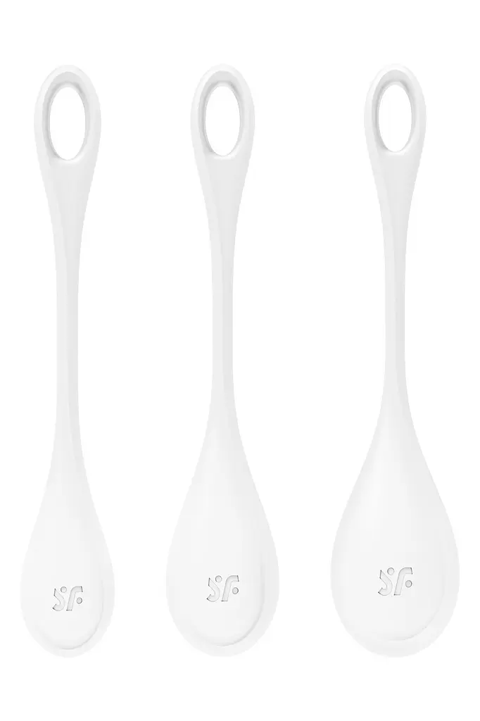 Вагінальні кульки кульки Кегеля тренажер м’язів Satisfyer Yoni Power 1 White — силіконовий набір, білий - фото 2