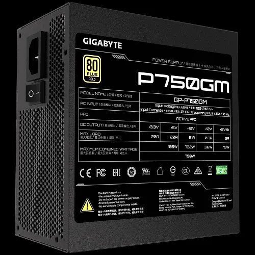 Блок живлення 750 Вт, P750GM, Black, модульний Gigabyte teh0028873 - фото 3