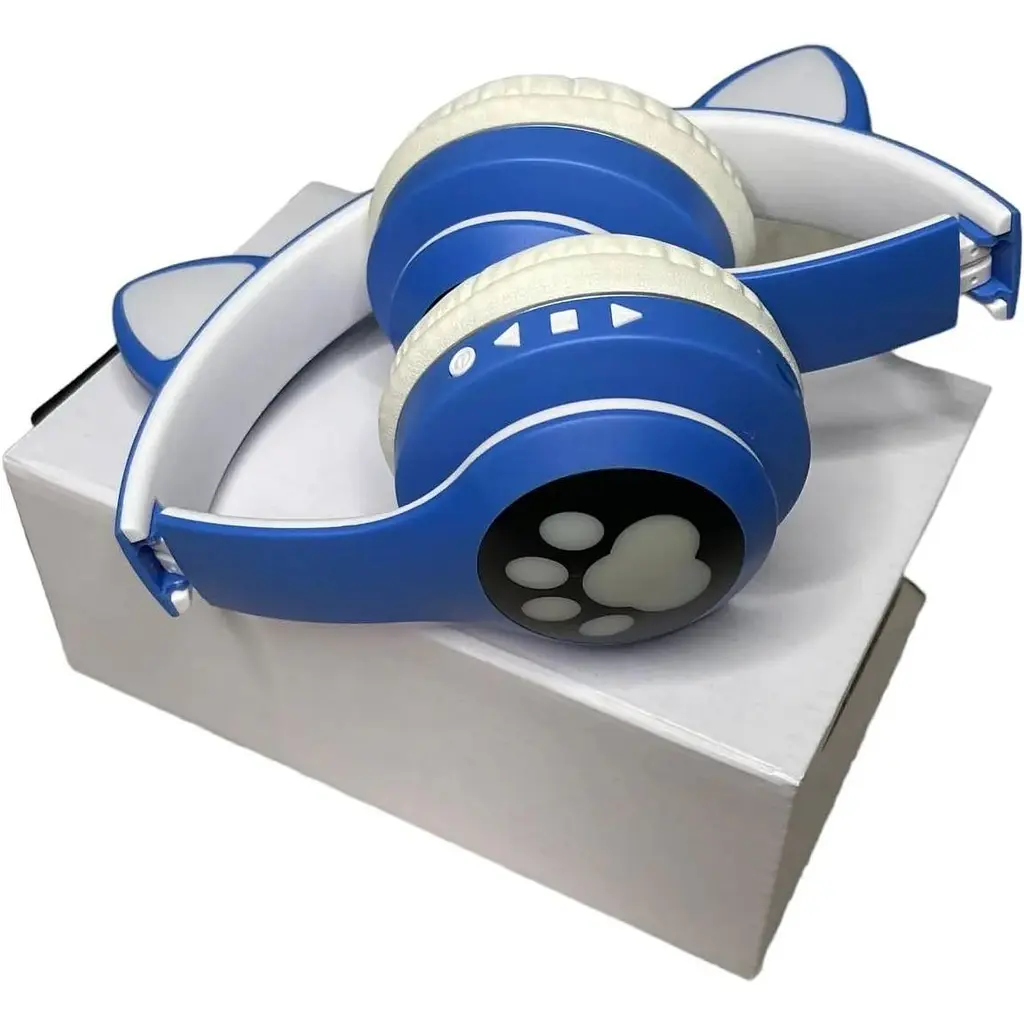 Бездротові навушники Opt-Top cat ear vzv-23m з підсвічуванням + FM-радіо + MicroSD Bluetooth сині (1756375582) - фото 2