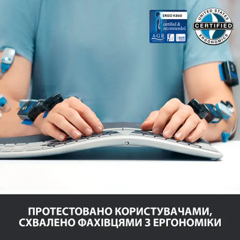 Клавіатура Logitech ERGO K860 Bluetooth/Wireless UA Black (920-010108) - фото 5