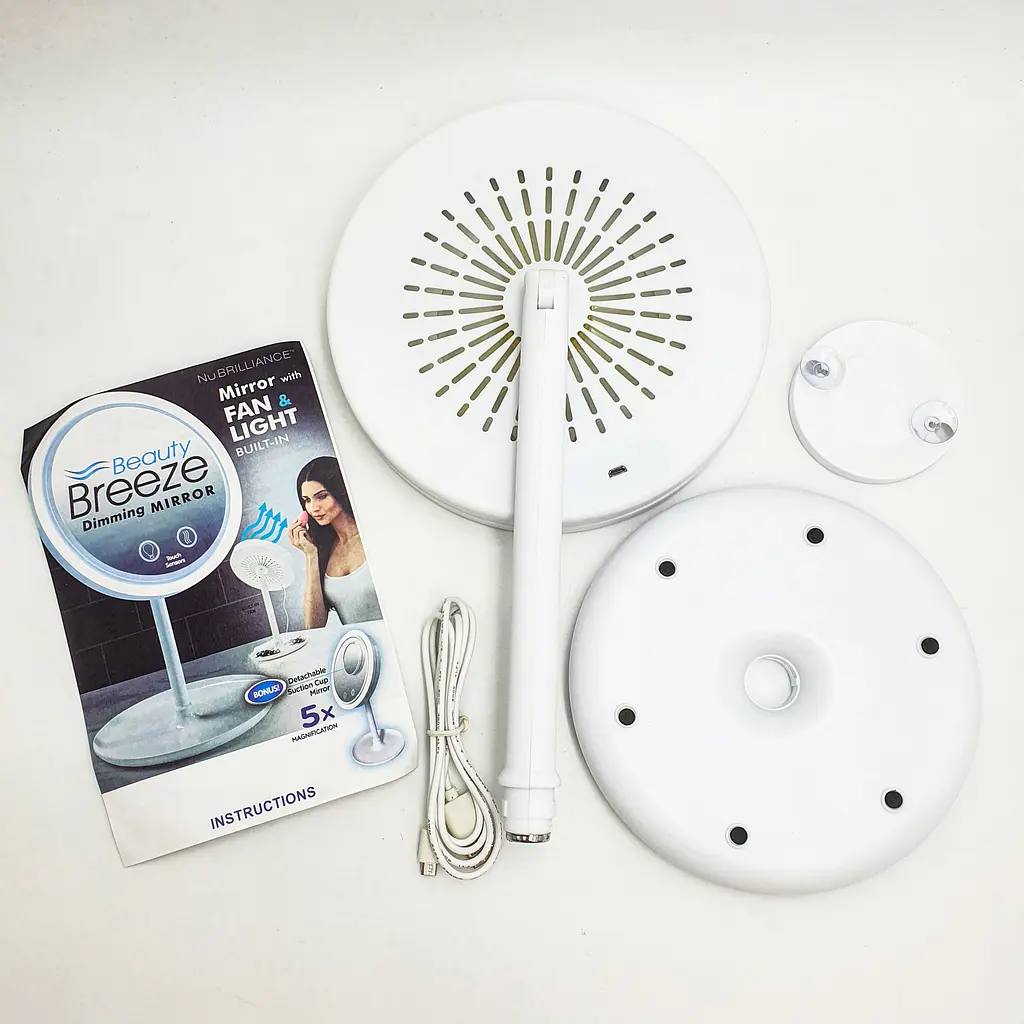 Настільне косметичне дзеркало з LED підсвічуванням та вентилятором Beauty Breeze Mirror білий - фото 10