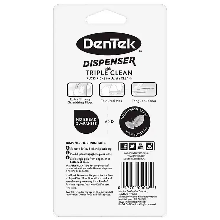 Флос-зубочистки DenTek Потрійне очищення з диспенсером 60 шт. - фото 3