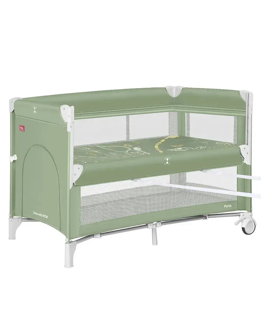 Манеж детский - кровать для новорожденных 2 в 1 со вторым дном Porta CRL-18103 Mint Green 125*65 см CARRELLO зеленый - фото 2