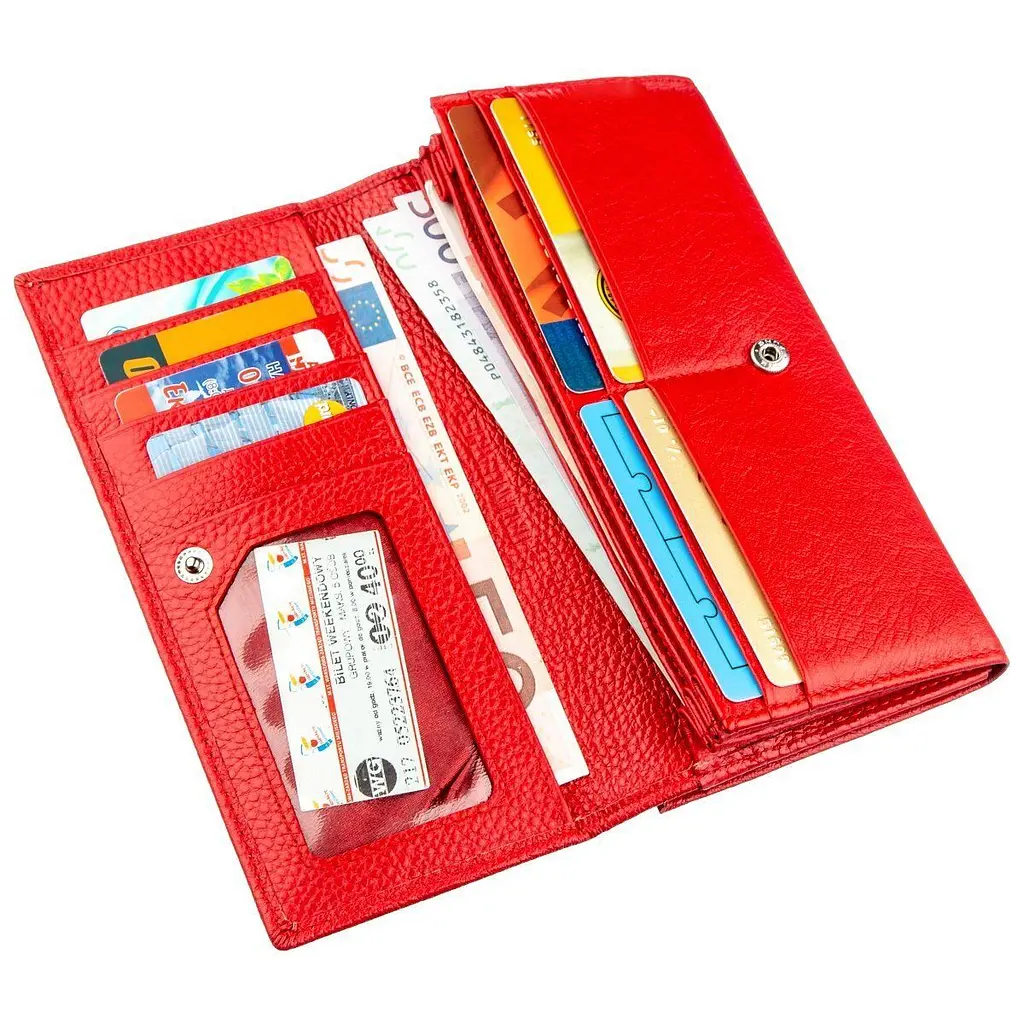 Жіночий гаманець із монетницею на клямці ST Leather 18957 червоний - фото 8