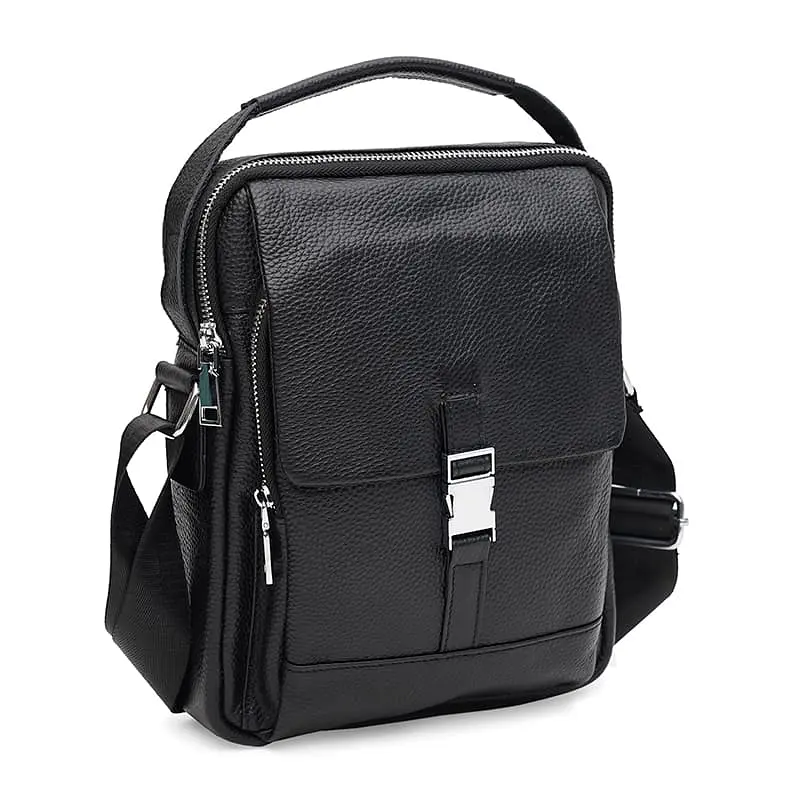 Чоловіча сумка Borsa Leather k19747-black 27х21х7 см Чорний