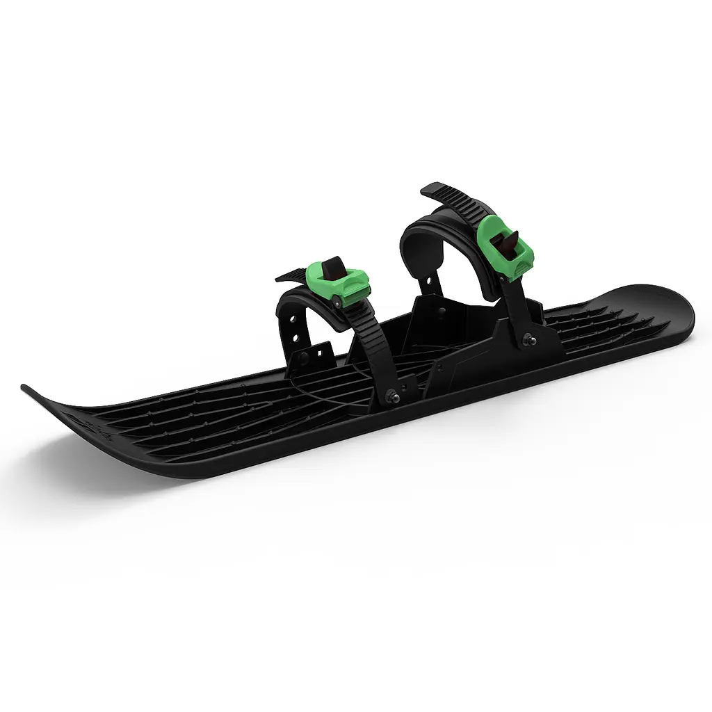 Санки-лыжа Plastkon OneFoot Miniski черная с зеленой (49652) - фото 2