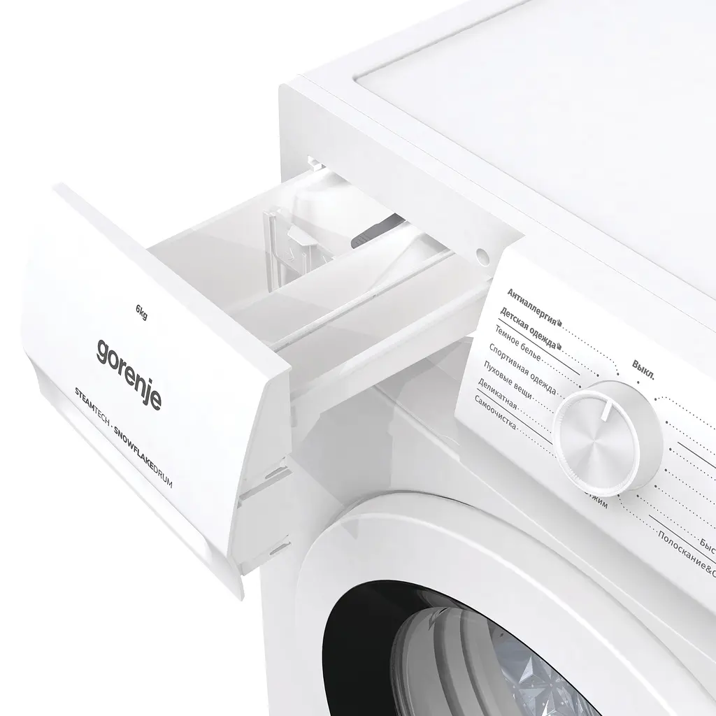 Пральна машина Gorenje з фронтальним завантаженням WHE60SFS, 6кг, 1000, A+++, Пар, глибина 46см, Дисплей, Білий (WHE60SFS) - фото 9