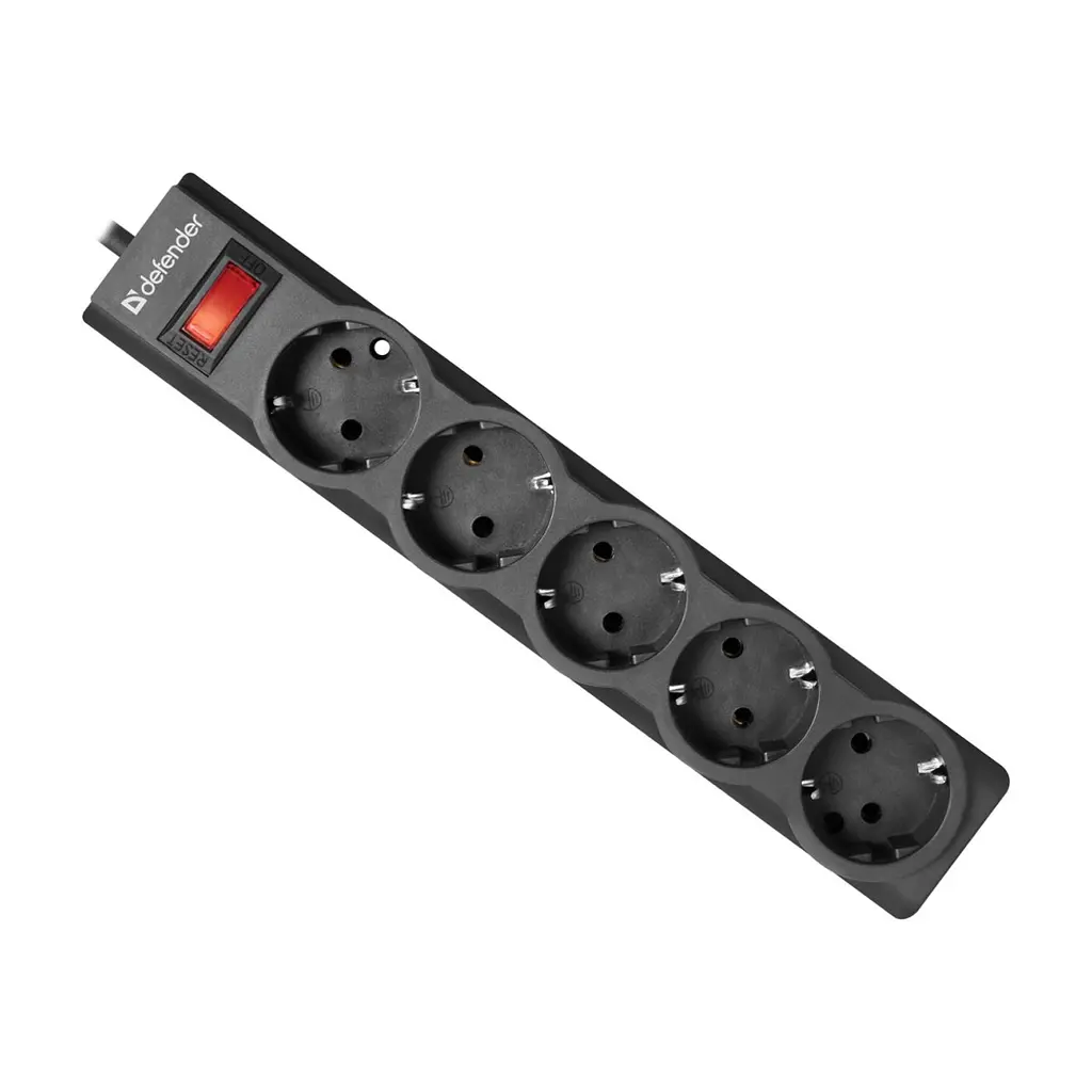 Мережевий фільтр живлення Defender ES largo 3m 5 роз. black (99498) - фото 2