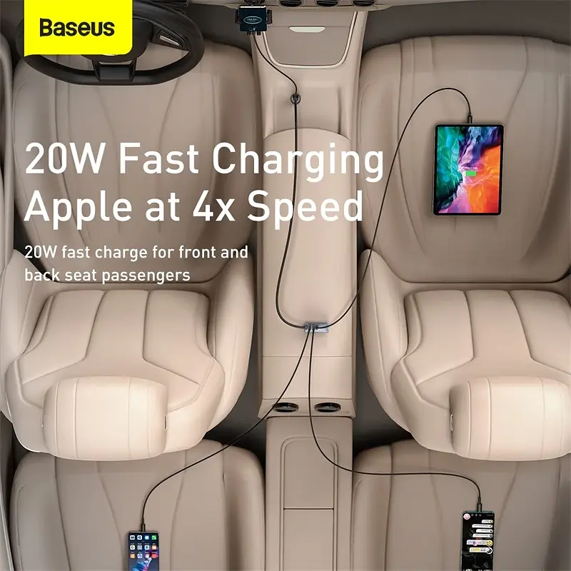 Авто зарядне - адаптер 4 порти 120W Baseus Share Together PPS multi-port Fast car charger CCBT-A0G - фото 7