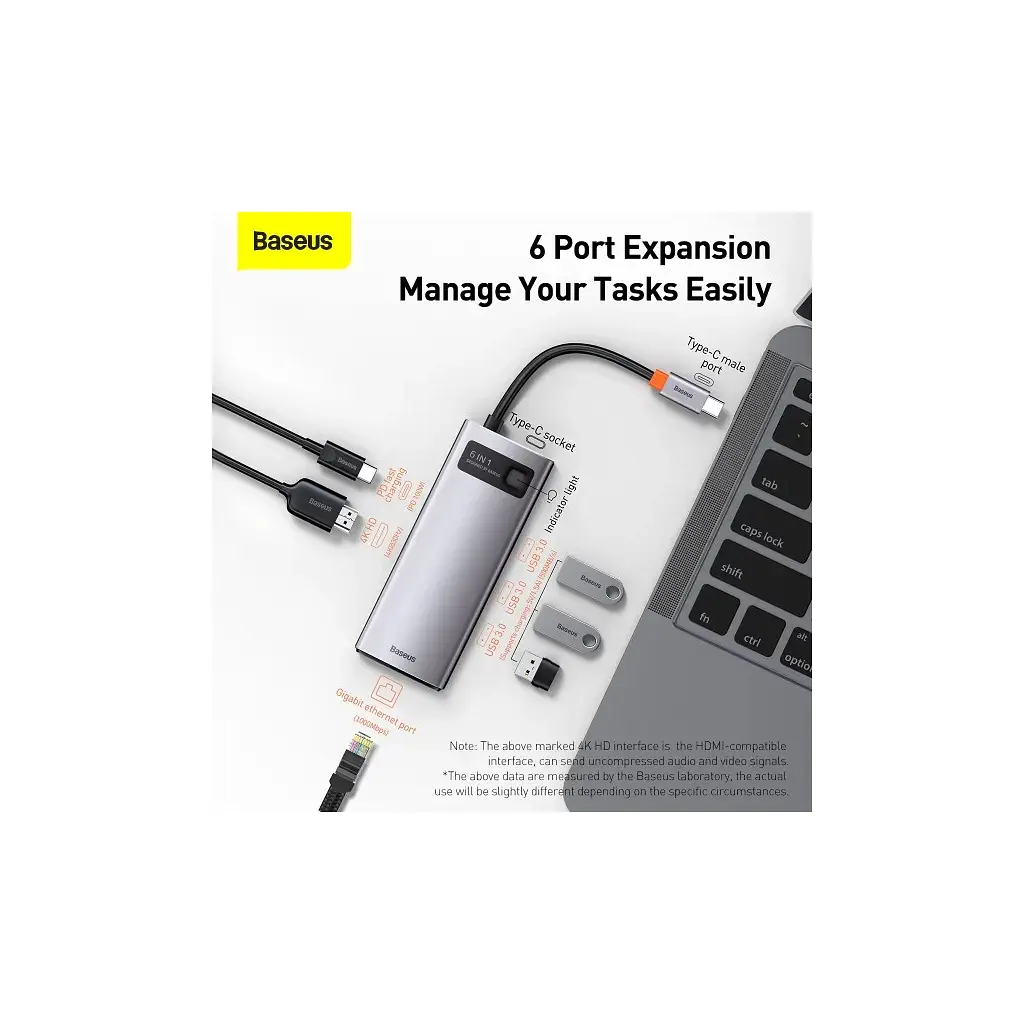 Концентратор Baseus USB-C 6-in-1 (CAHUB-CW0G) - фото 12
