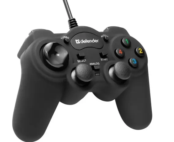 Геймпад провідний Defender Game Racer Turbo GT USB-PS 12 кнопок (Чорний) - фото 2