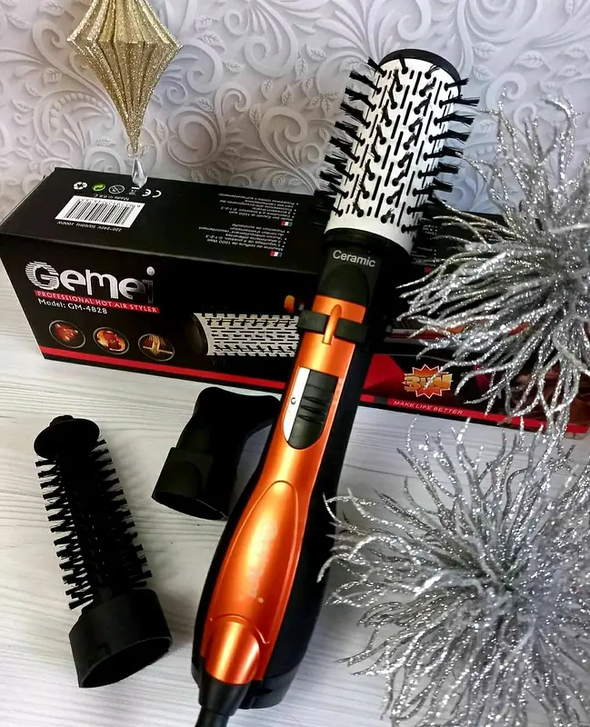 Фен-гребінець, що обертається, з насадками Gemei GM-4828 повітряний стайлер для укладання волосся - фото 4