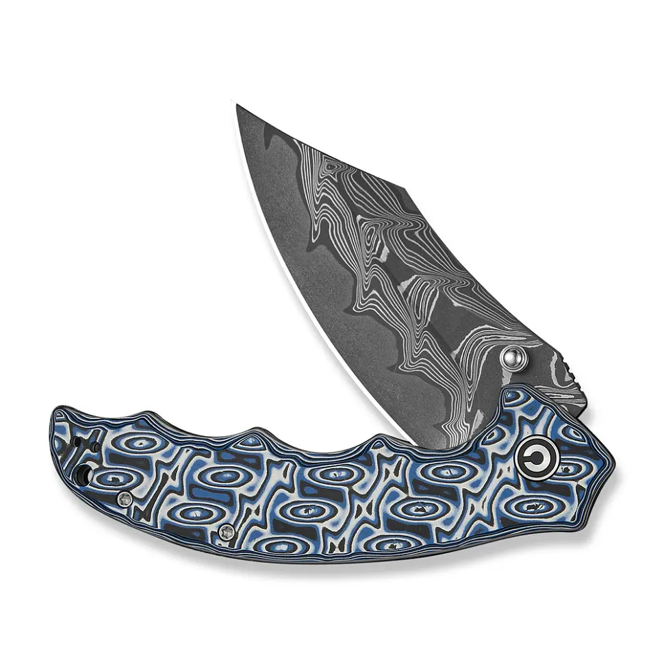 Ніж складаний туристичний Civivi Pentad (8.8 см) Damascus / Micarta синій/білий - фото 3