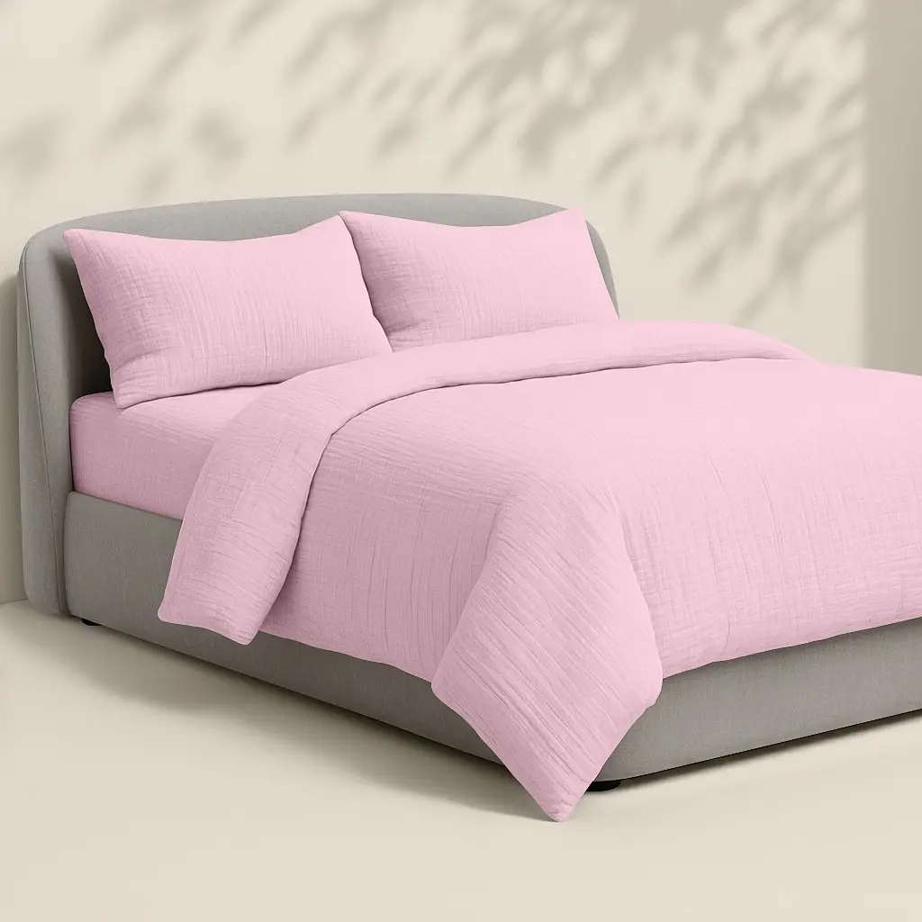 Комплект постільної білизни Cosas двоспальний без простирадла муслін BABY BLUSH 180 x 220 см (Set_Muslin_009BabyBlush_180_2) - фото 3
