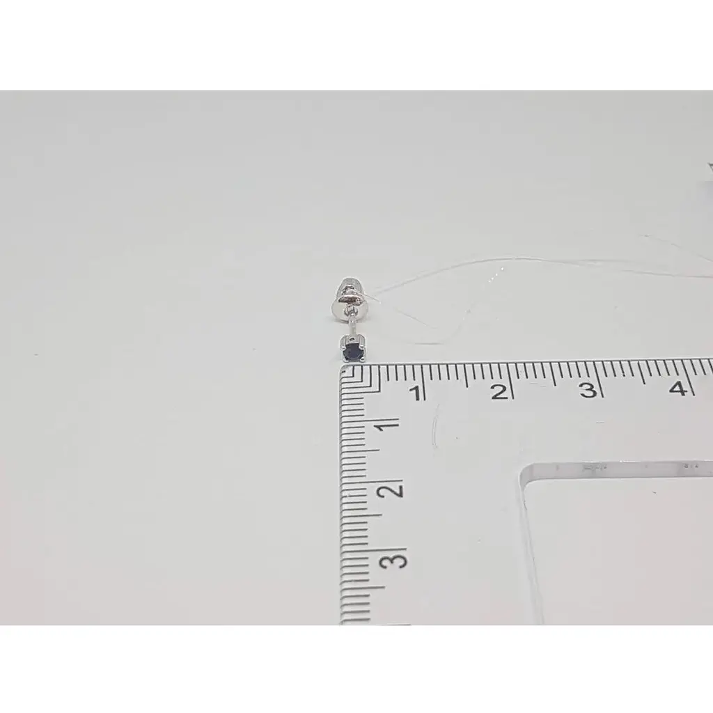 Серебряная моносерьга пуссета Dear с фианитом. 3003.2С Синий (темный) - фото 3