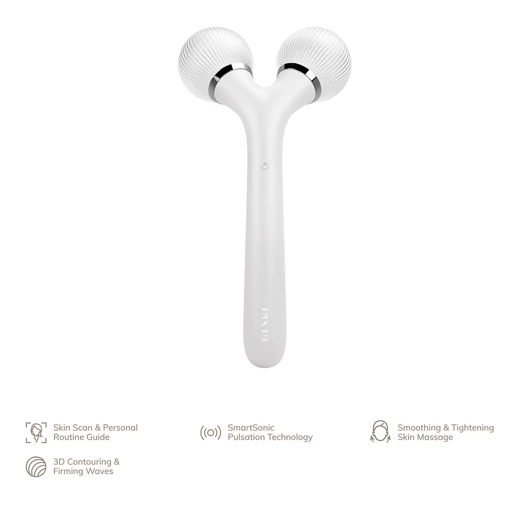 Електронний звуковий ролик для обличчя та тіла GESKE Sonic Facial & Body Roller 4 в 1 білий - фото 4