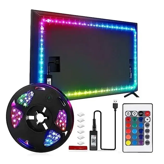 Розумна світлодіодна LED стрічка RGB 5050 з Bluetooth додатком комплект 5 метрів водостійкий від USB підсвічування декоративне Smart UKC - фото 4