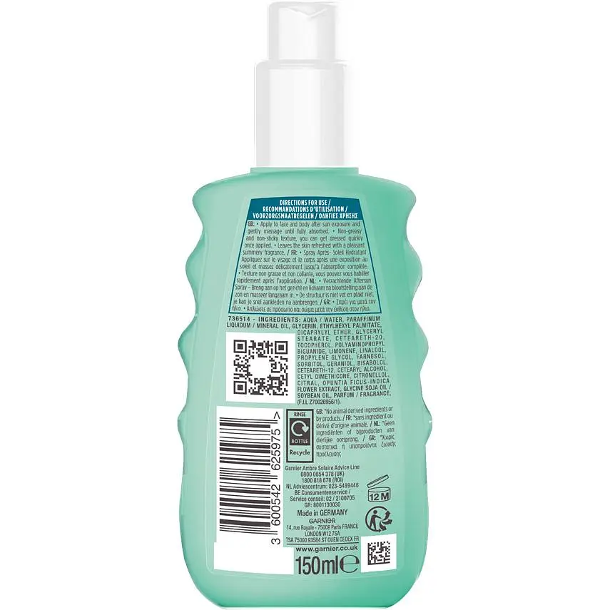 Увлажняющий спрей Garnier Ambre Solaire для кожи лица и тела после загара 200 мл - фото 2