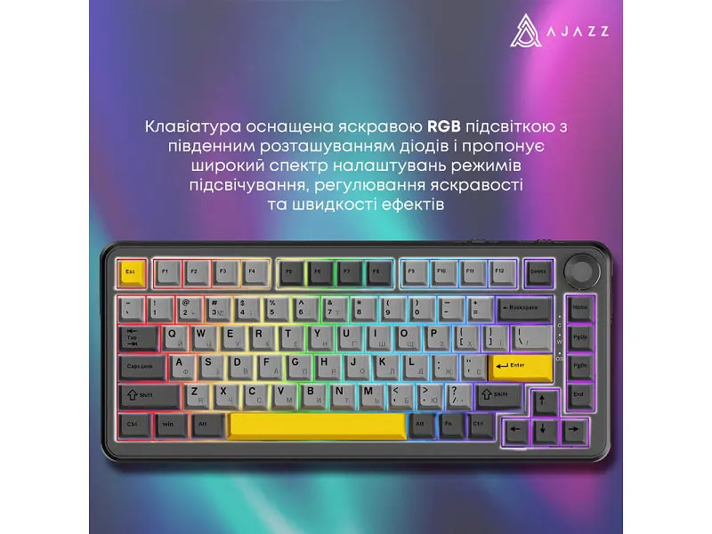 Клавіатура Ajazz AK820 Max Plus Black Grey Yellow (AK820MAX-DD-BGY) - фото 6