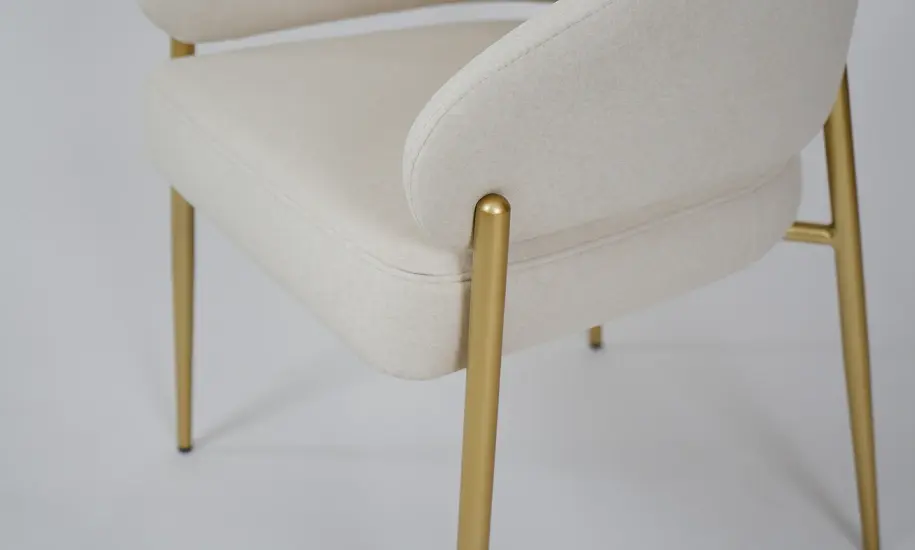 Стілець Мальта тканина айворі метал золоті ніжки - фото 7