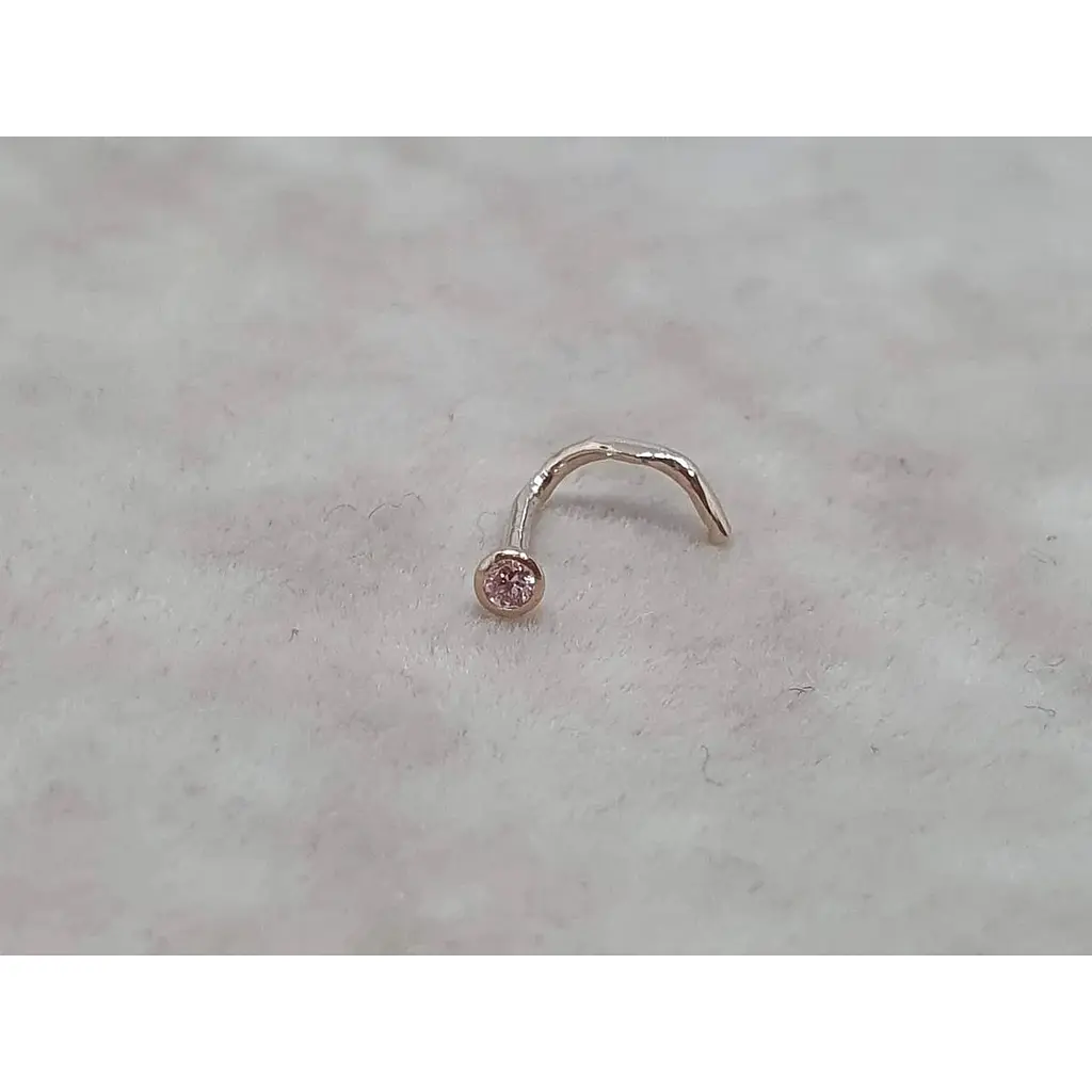 Золотая серьга-пирсинг в нос Dear с фианитом.1024.1 Розовый (светлый) - фото 2