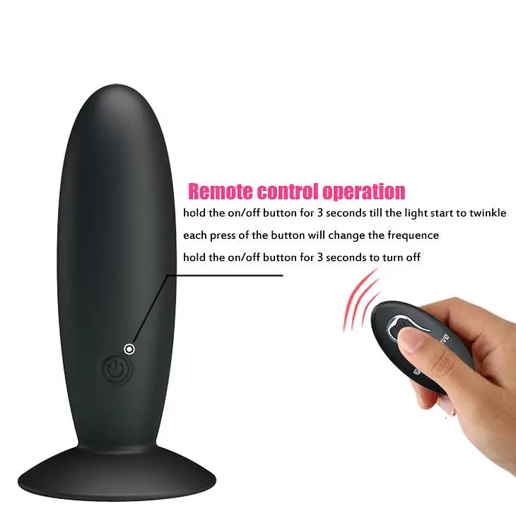 Анальна пробка Pretty Love Remote Control Vibrating 11 см (чорний) - фото 6